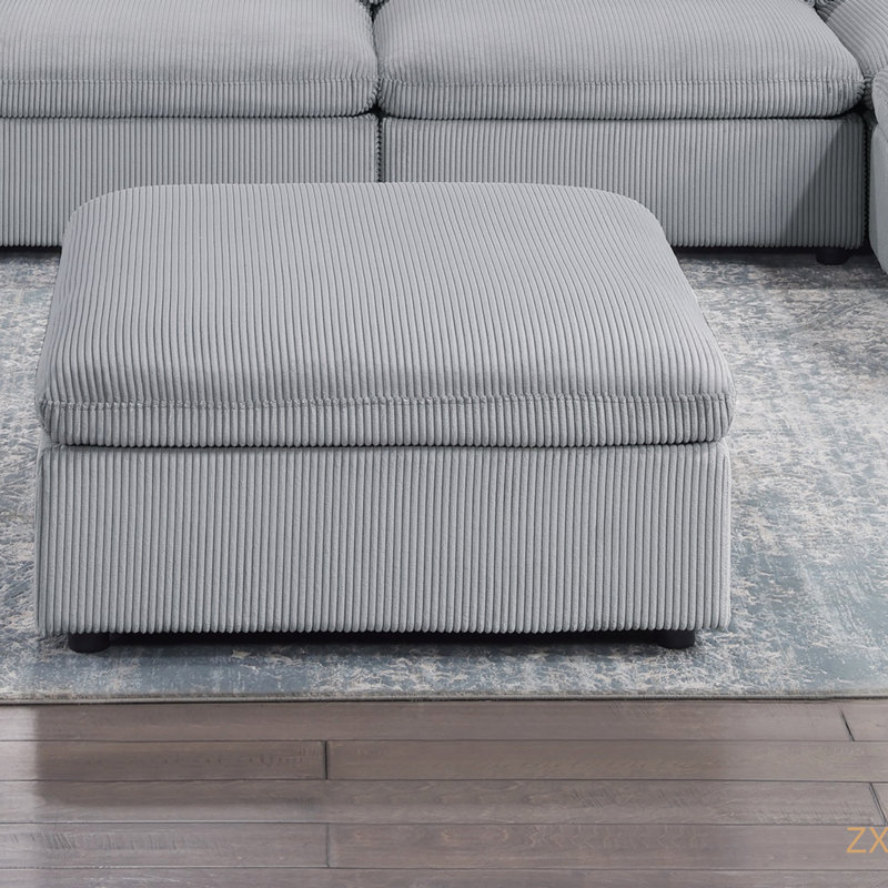Repose-pieds contemporain en velours côtelé 1pc