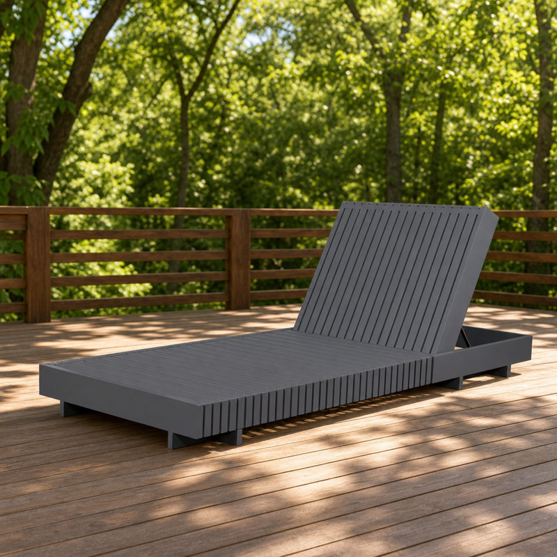 Chaise longue d'extérieur inclinable réglable en bois massif, chaise longue ergonomique durable, support de poids robuste, assemblage facile, conception à lattes respirante, mobilier de détente confortable