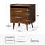 Florrie Mid-Century Modern 3 - Drawer Bedside Table with Charging Station-1448692021