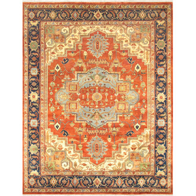 Serapi Hand Knotted Wool Oriental Area Rug in Rust