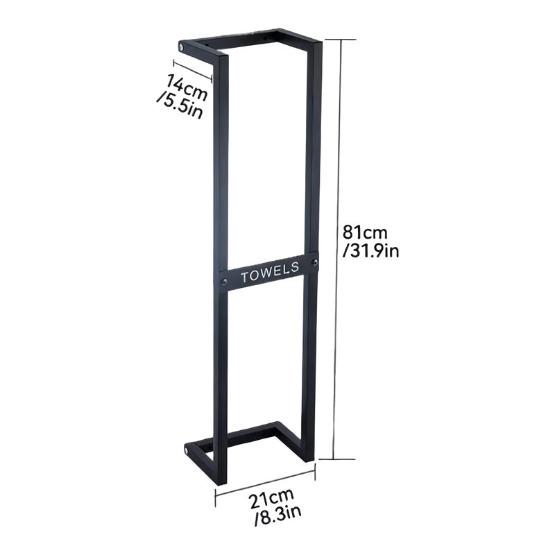 Modern Wall-Mounted Metal Towel Holder and Deluxe 8x32 Inch Bath Towels for Contemporary Bathroom