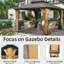 Pavillon de jardin 12 pi x 12 pi avec base en bois et toit en acier galvanisé, brun