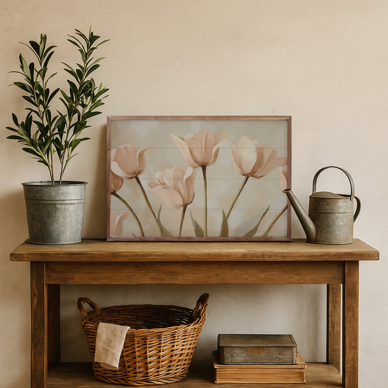 Coquelicots rose pâle par Franklyn Gregory, H 5 po x l 8 po