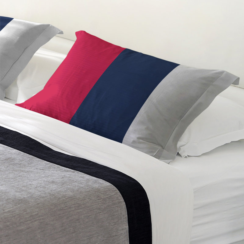 Polyester Striped Sham Set, Brushed Polyester, King, Red/Navy/White