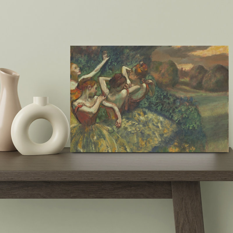 Quatre danseuses, vers 1899, estampe d'art mural contemporain abstraite impressionniste, H 12 po x l 18 po