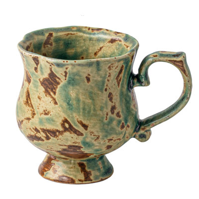 Tasse en céramique 10 pieds, tasse à thé rustique faite à la main avec poignée, lavable au lave-vaisselle et au micro-ondes (brun turquoise)
