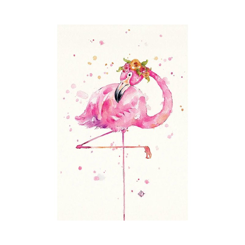 Sweet Flamingo 1 Piece Wrapped Canvas Painting, 30.48cm H x 20.32cm W x 1.91cm D