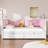 Twin XL To King Size Daybed With 2 Storage Drawers And Upholstered Backrest