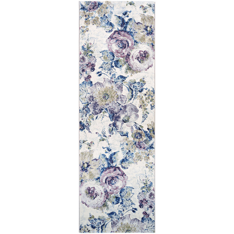 Nicole Floral Bone Multicolor Performance Area Rug, Runner 2'7" x 7'1