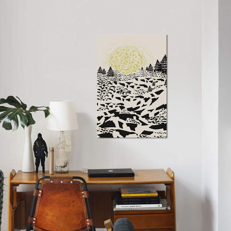 « performs hills » par flatowl, impression sur toile, H 24 po x l 16 po x P 1 po, Papier beaux-arts encadré noir, Blanc