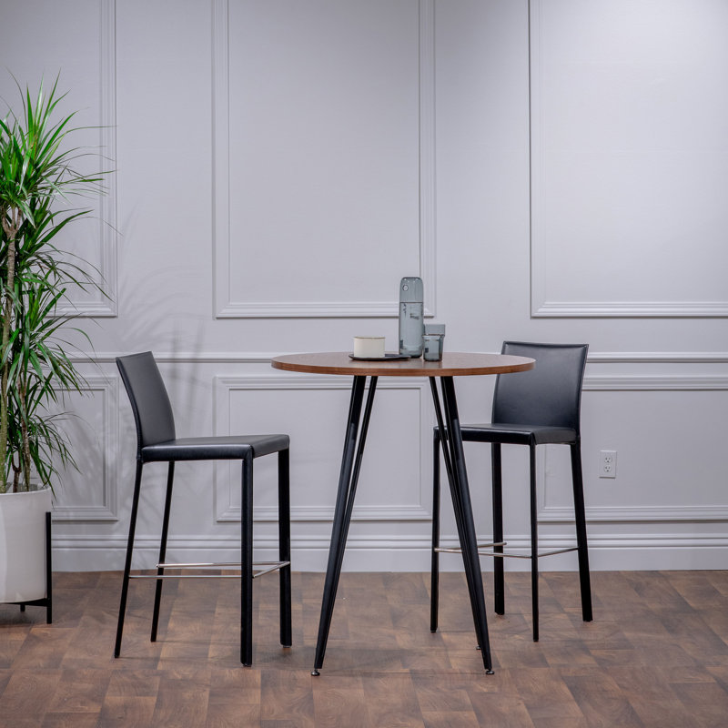 Gilson Upholstered Counter Stool, Black Faux Leather, Bar Stool (30" Seat Height)
