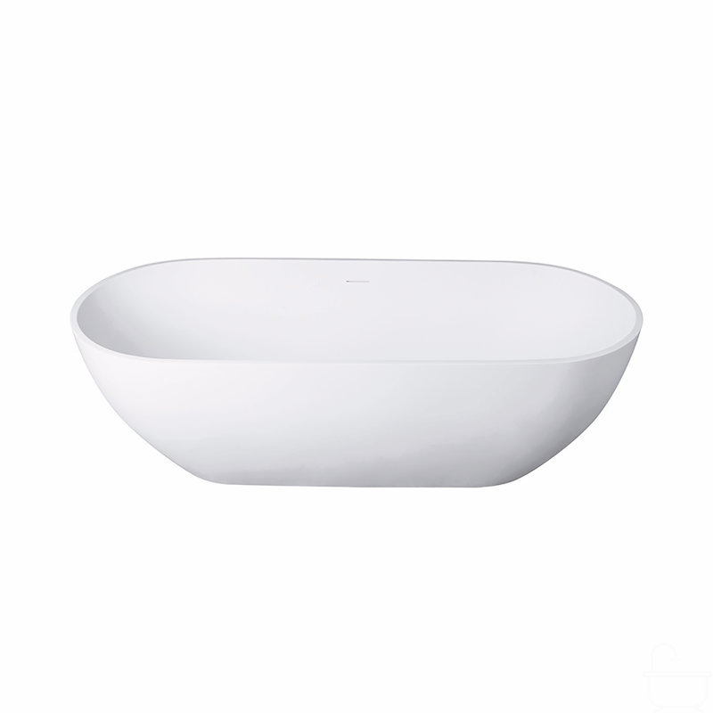 Baignoire de trempage à surface solide de 69 pouces - Baignoire profonde autoportante, Blanc mat