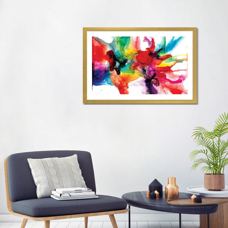 « Jeweltone Prism II » par Jennifer Goldberger-impression, H 24 po x l 32 po x P 1 po, Papier encadré doré