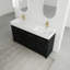 Meuble-lavabo autoportant de 60 po avec lavabo double en résine, avec porte à fermeture douce, ensemble KD-123985434
