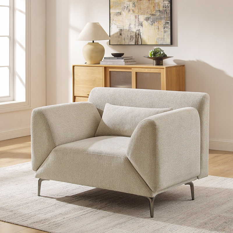 Fauteuil d'appoint multifonctionnel en chenille de 44,88 po de largeur, convertible en méridienne pour le salon, Beige