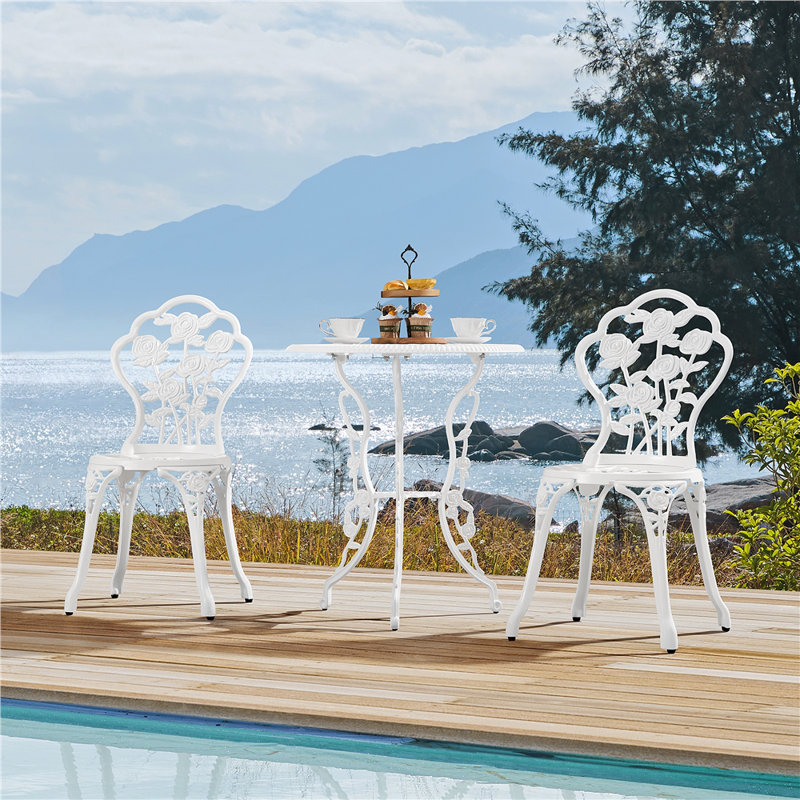 2 - Person Patio Dining Set with Round Table, White