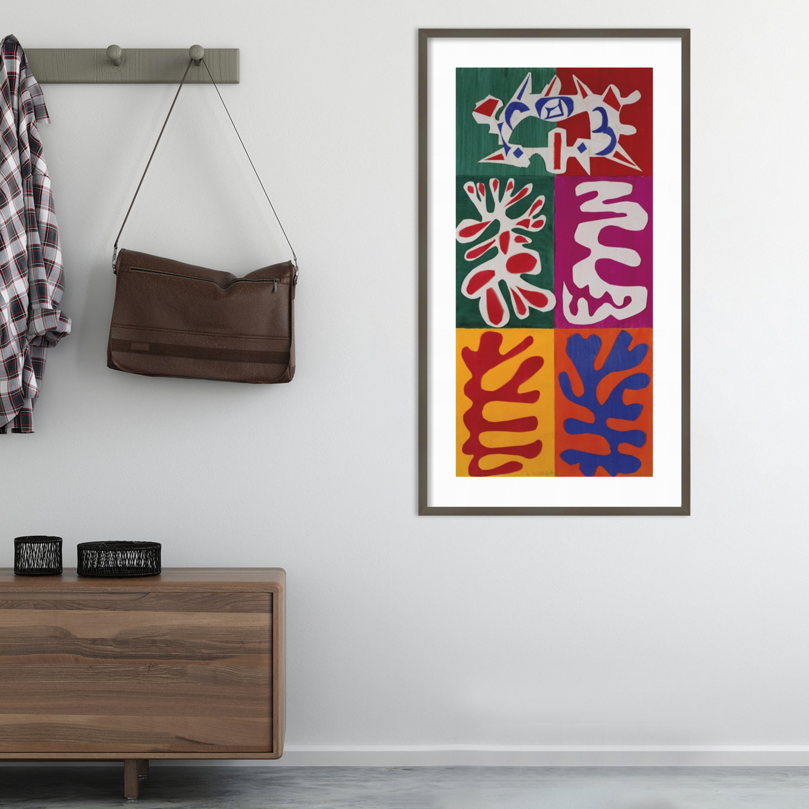 Panel With Mask 1947 by Henri Matisse, 44" H x 25" W, Gray Framed Paper