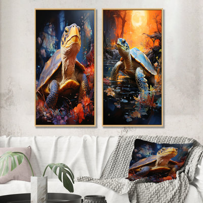 Expressionniste voyage - ensemble d'art mural sur toile tortue de 2