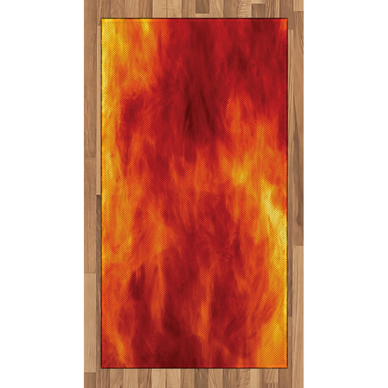 Orange High Density Long Fiber Poly Threads Decorative Area Rug Carpet, Rectangle 2'7" x 5'
