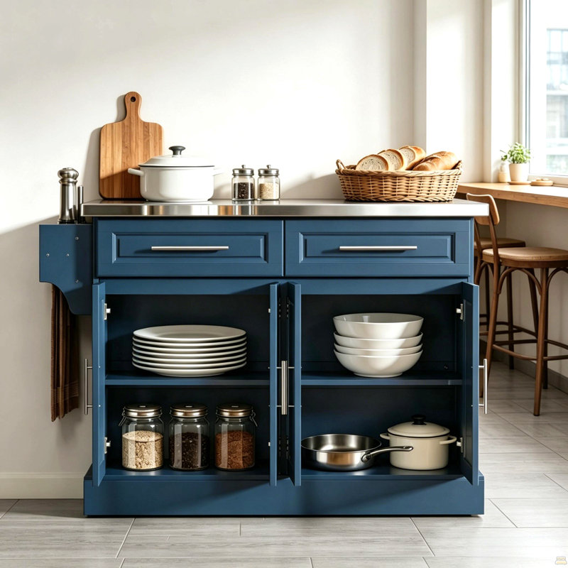 Îlot de cuisine de style nordique, armoire de rangement de cuisine, chariot de cuisine sur roulettes