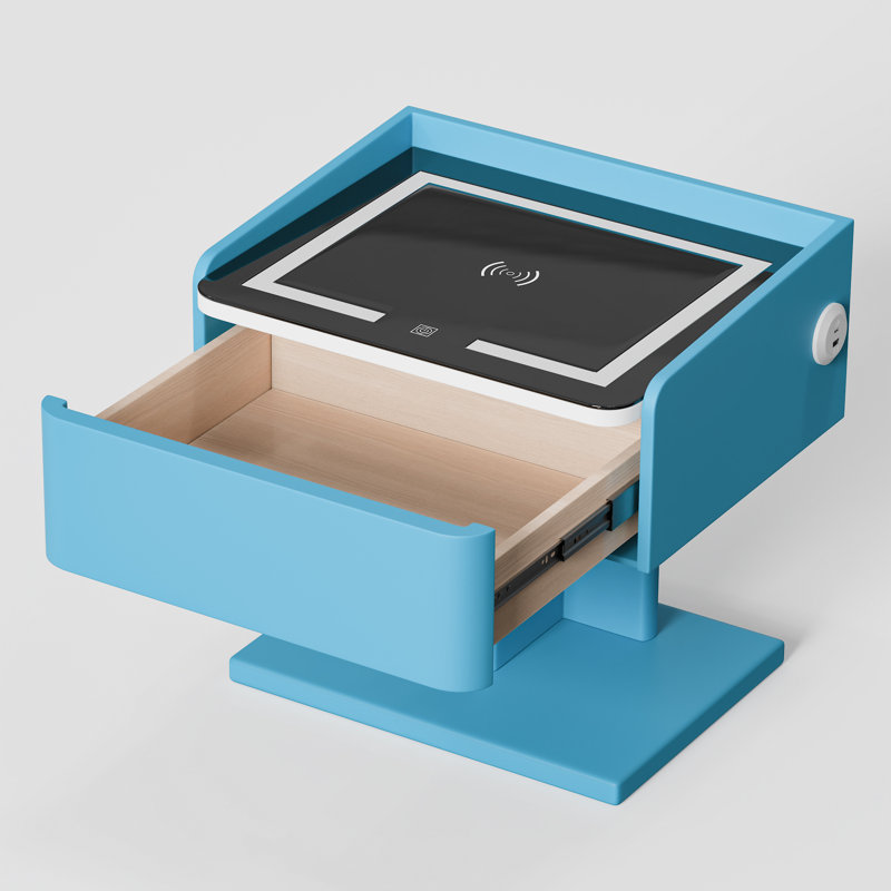 Smart Nightstand With 3-color Lighting, Wireless Charging, USB And Bluetooth Speakers