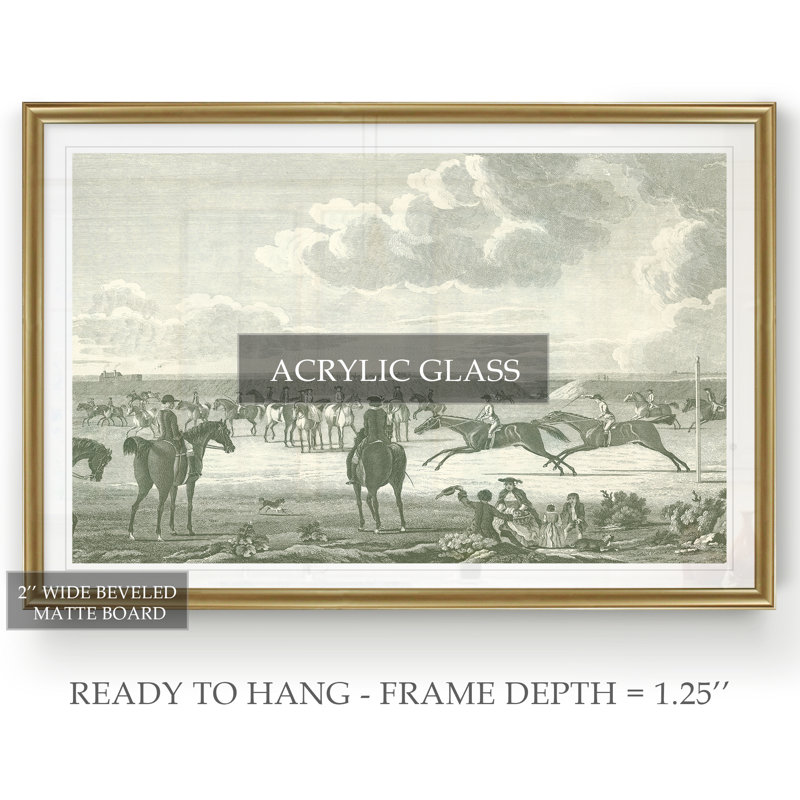 Scènes équestres IV - impression, H 18,5 po x l 24,5 po x P 1,5 po, Or