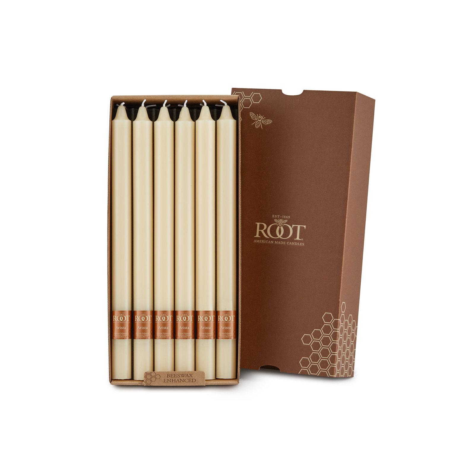 Root Candles Unscented Taper Candle, 12" H x 0.88" W x 0.88" D, Buttercream
