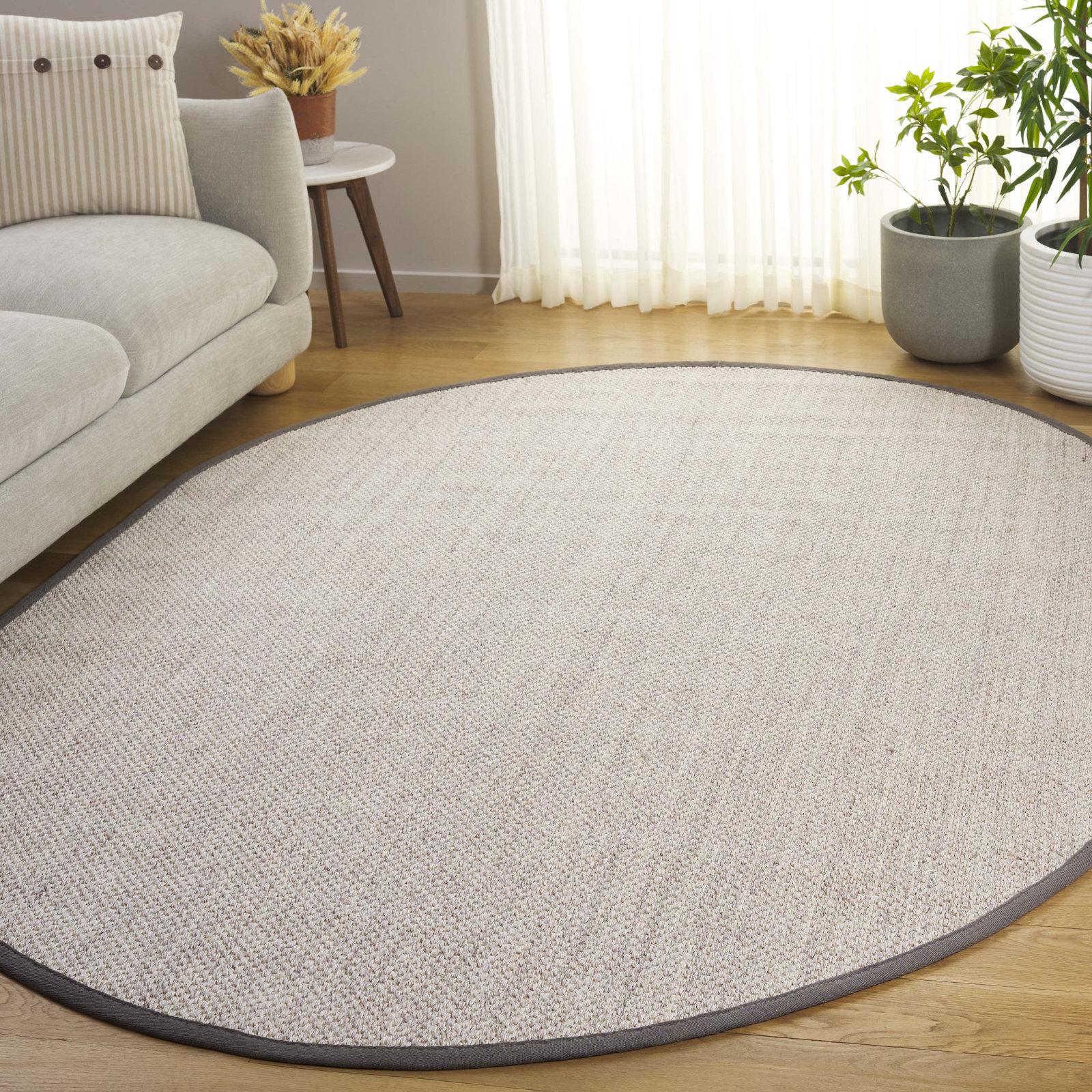 Torbin Marble Khaki Jute Rug, Oval 6' x 8'