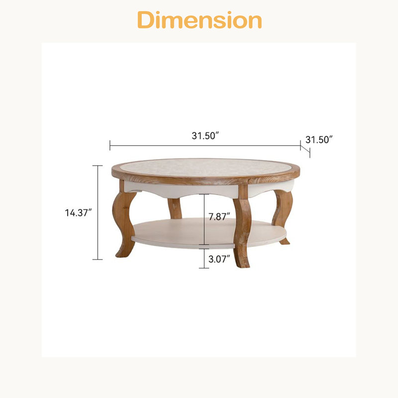 Table basse ronde en bois avec plateau en verre, table centrale circulaire en bois massif avec pieds incurvés et plateau en verre trempé amovible, table basse pour le salon, espace restreint, assemblage facile