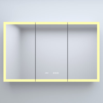 48 In. W X 30 H Rectangular Silver Aluminum Recessed/Surface Mount Medicine Cabinet With High - Definition Mirror, Integrated Led, 110 Soft Close Hinges, Fog Function And Charging Stations Robust