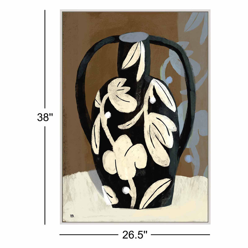 Vase noir Brenda par Marco Marella - impression d'un seul cadre, Toile avec cadre blanc, H 38 po x l 26,5 po x P 1,25 po