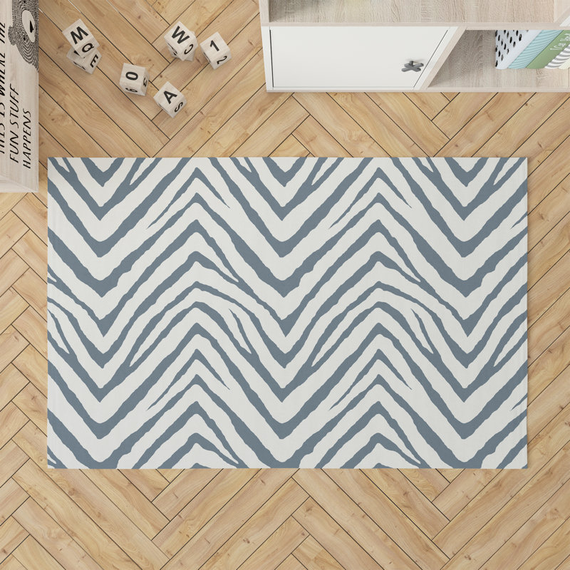 Zebra Stripe Chimi Kids Play Mat, Blue, Rectangle 5' x 7'