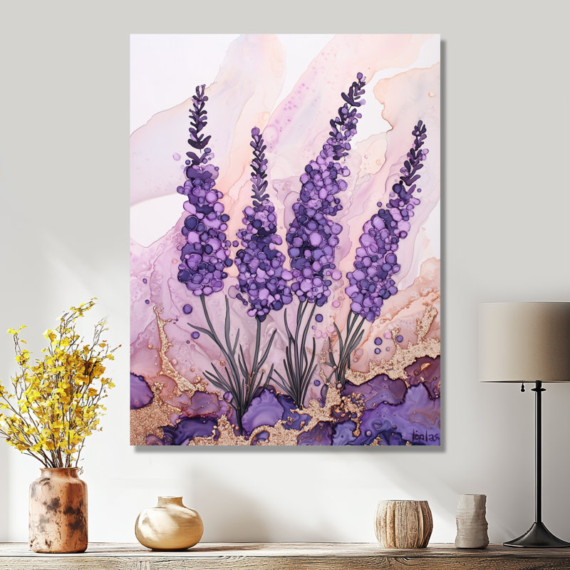 Lavande «Fields In France I», décoration murale florale en métal, impression sur métal lavande, H 32 po x l 24 po x P 0,84 po
