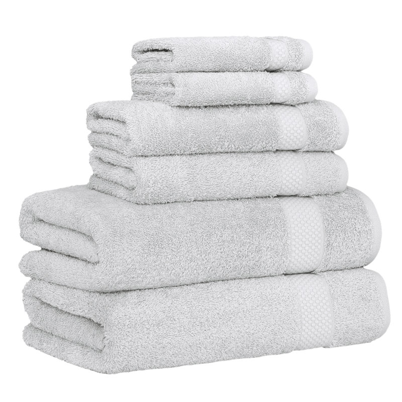 STARLIGHT 6 Piece Turkish Cotton Towel Set, Light Gray