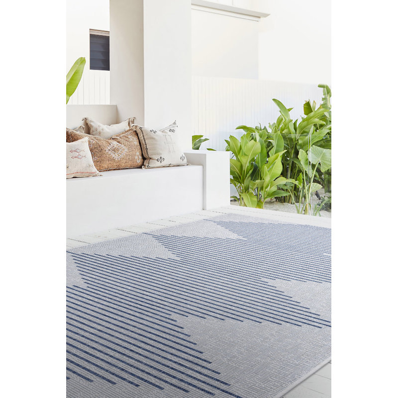Tapis en jute / sisal en polypropylène bleu marine et gris Marquas, Rectangle 6 pi 7 po x 9 pi 7 po