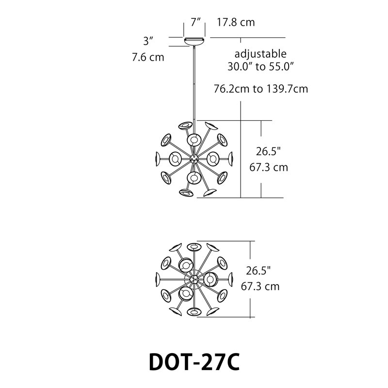 Dot 24 - Light LED Chandelier, Polished Chrome