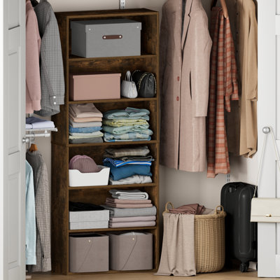  Organisateur de rangement et rangement JAYA, rangement à 6 niveaux avec tablette ouverte, rangement pour placard, 9,5 x 24,6 x 63,3, pour rangement et rangement, placard, salle de bain, salle d'étude, pin ambre