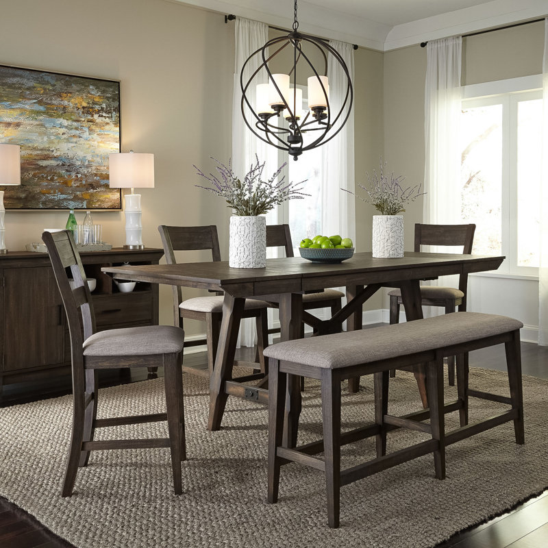 Ensemble de table de réunion 6 pièces Reber avec 4 chaises rembourrées et 1 banc