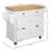 Homcom Kitchen Island On Wheels, Rolling Cart With Rubberwood Top, Spice Rack, Towel Rack And Drawers For Dining Room, White-1330161755