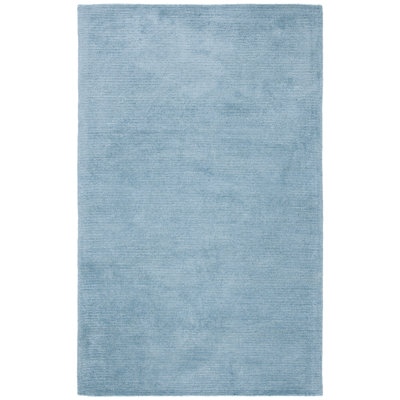 Himalaya Hand Tufted Viscose/Wool Pile Solid Colour Rug in Blue