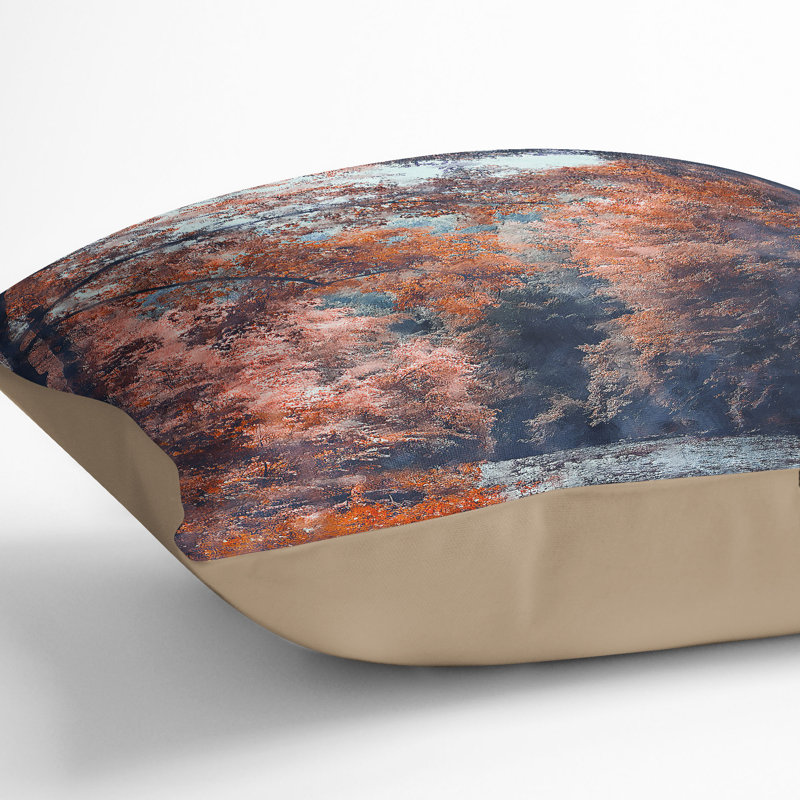 Stream Behind the Red Trees Cushion with Filling, 55cm H x 55cm W x 20cm D, Stone