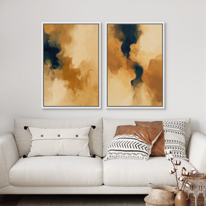 Coups de peinture abstraits et modernes, H 36 po x l 48 po, Cadre blanc