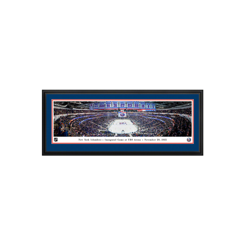 Islanders de New York à UBS Arena - NHL, impression panoramique, H 18 po x l 44 po, Cadre noir