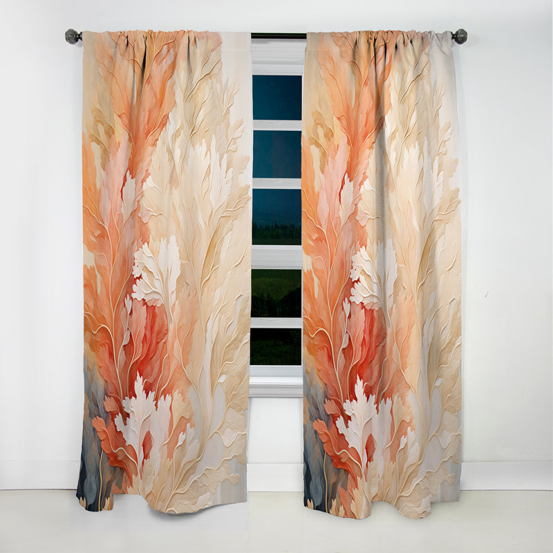 Rideau occultant en velours rose et blanc Coastal Coral Collage VII - Coastal Coral, L 52 po x L 63 po