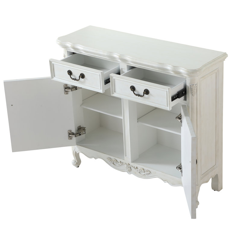 Commode décorative 2 tiroirs Cosmo, Blanc antique