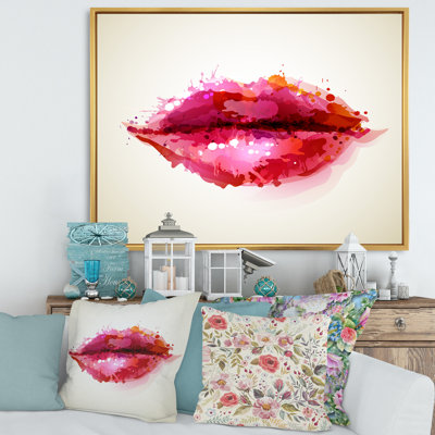 " Red Woman Lips Formed By Abstract Blots " Painting Print