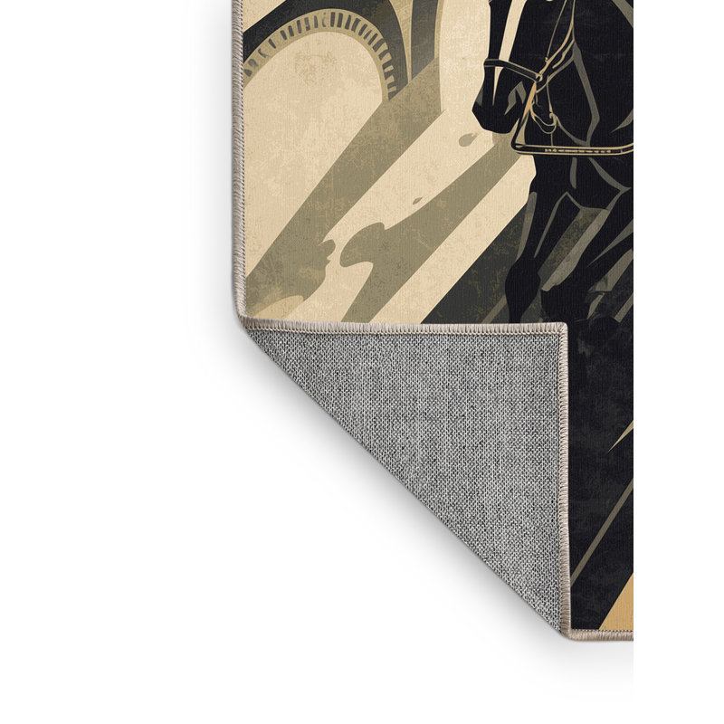 Tapis arc-en-ciel gris et beige lavable à la machine Aguilar, 5 x 8