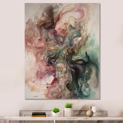 Rose, vert, monde intérieur de marbre I - art mural abstrait géométrique