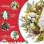 Couronne de Noël artificielle pré-éclairée de 22 pouces avec ornements et gnomes argentés et blancs, décoration de vacances d'hiver à piles