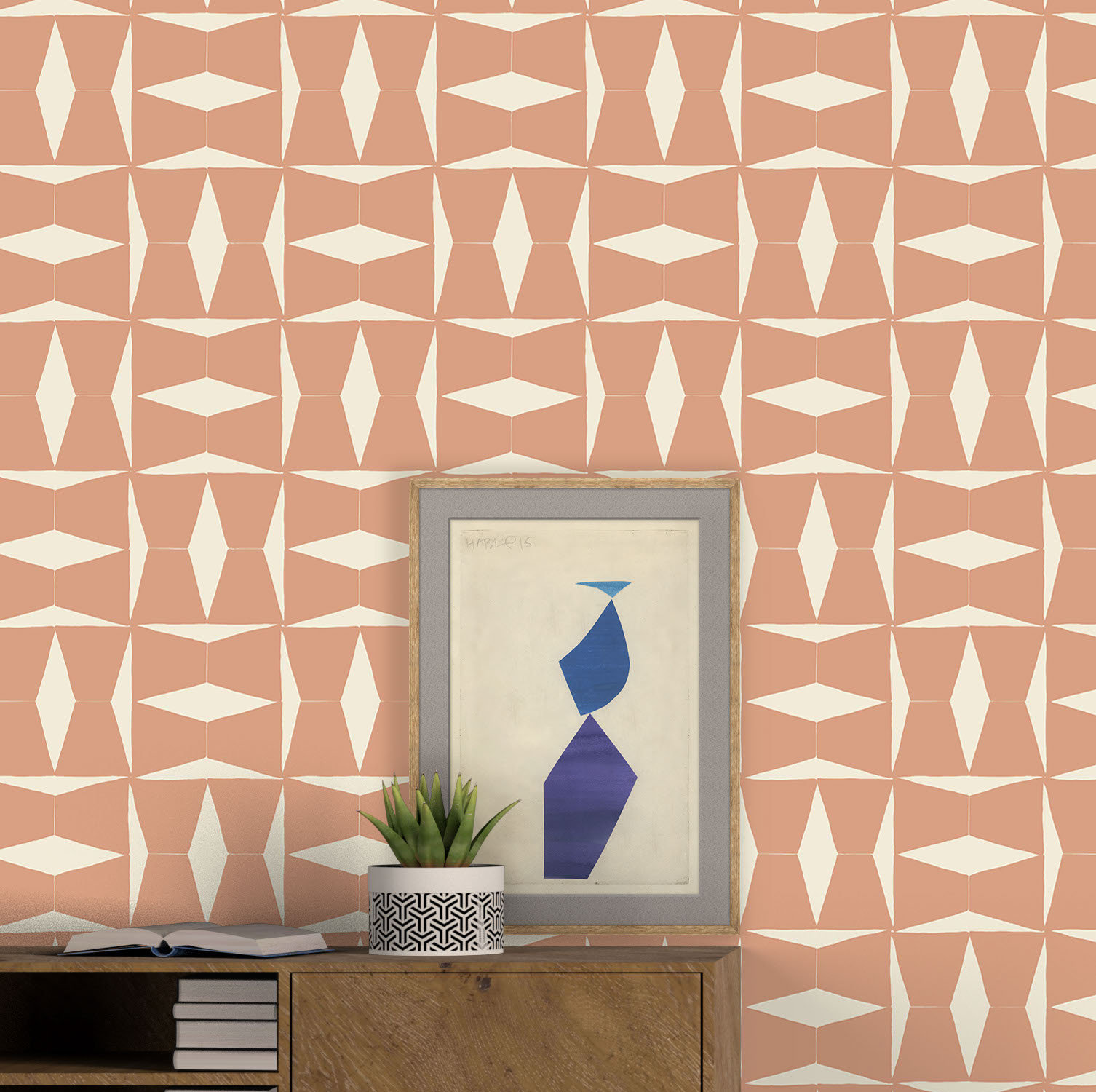 Albie Geometric Wallpaper, Orange/Cream